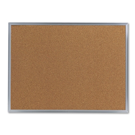 Bulletin Board, Natural Cork, 24 X 18, Satin-Finished Aluminum Frame